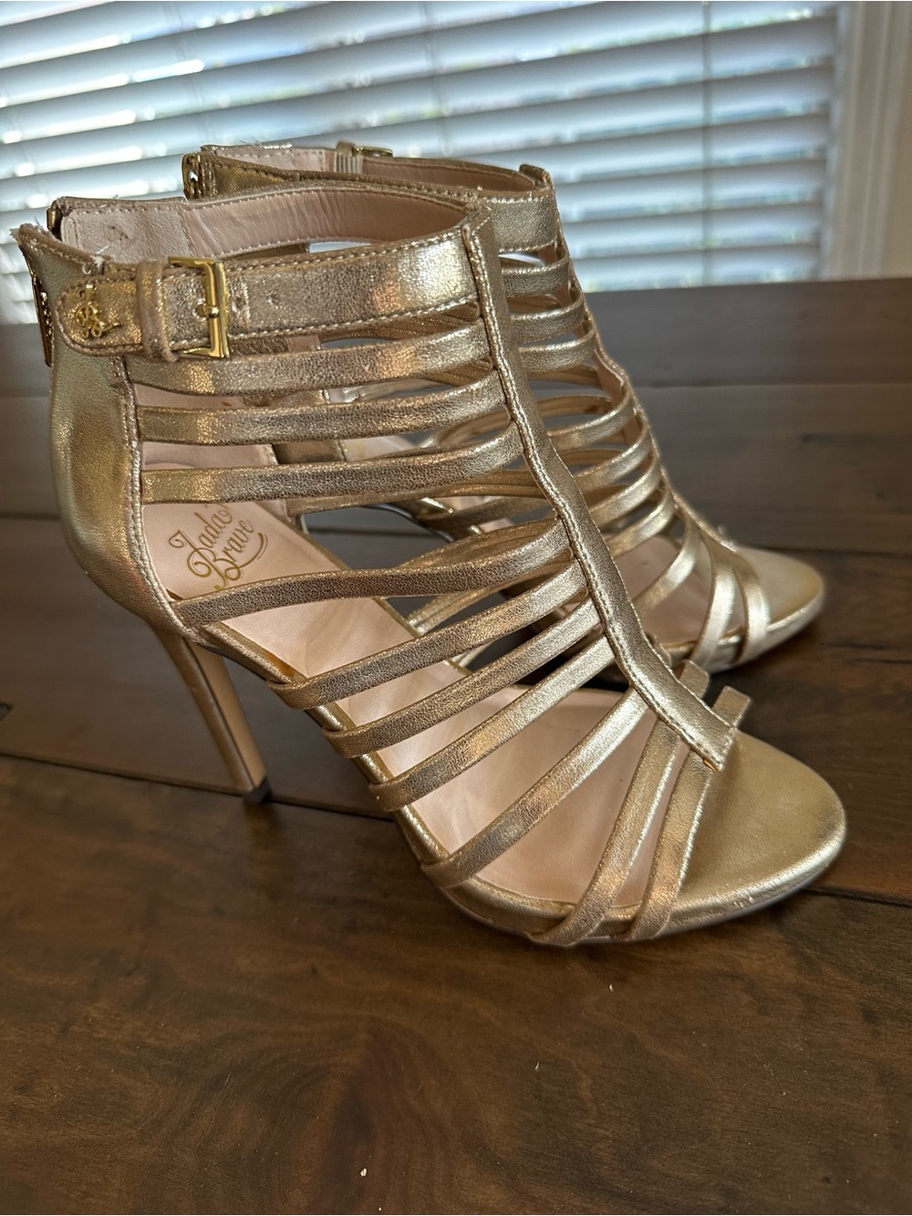 Gold Strappy Cage High Heels